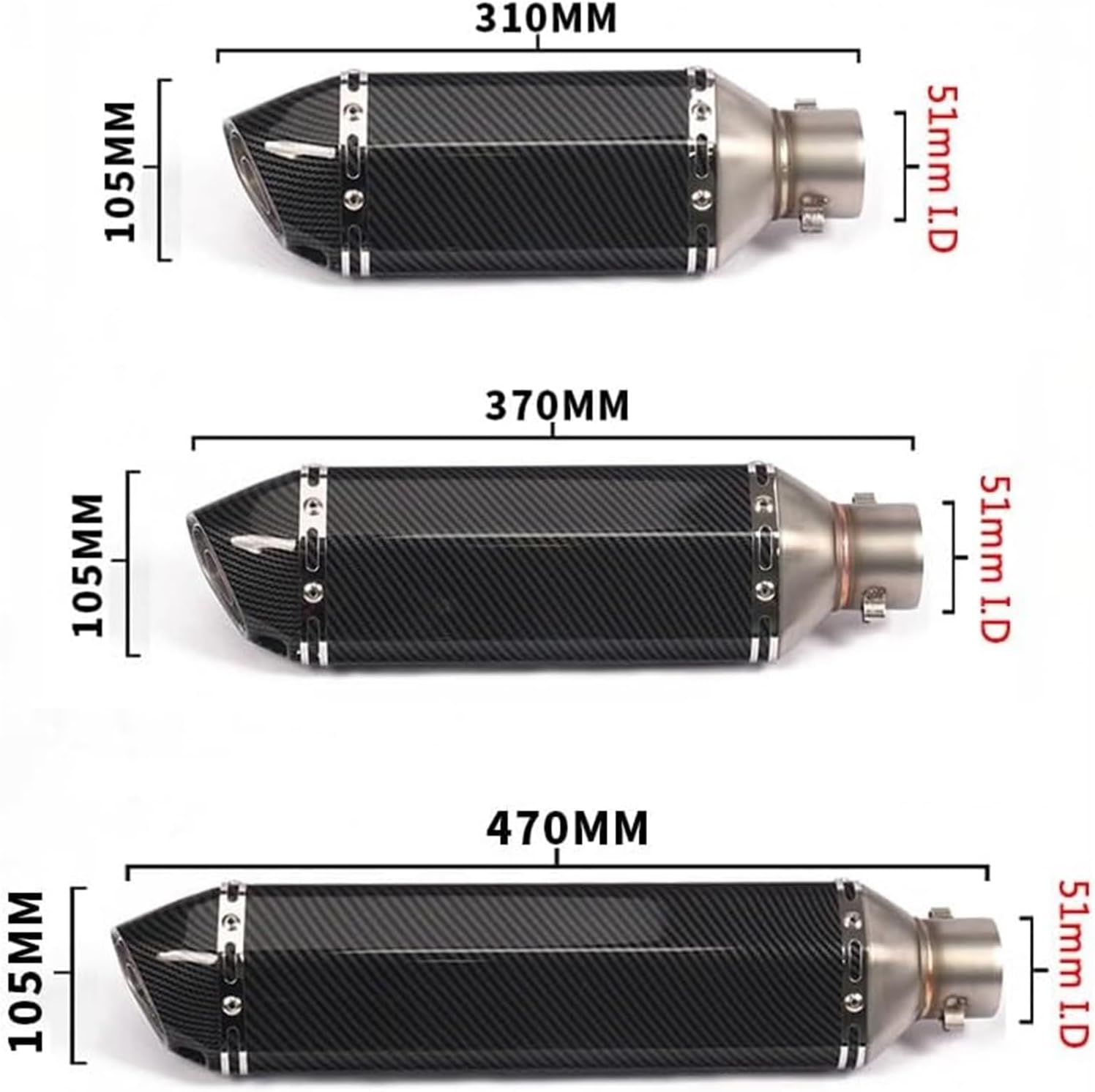 バイク排気管 用 カワサキ ZX6R ZX-6R ZX636 2009-2020 310mm 370mm